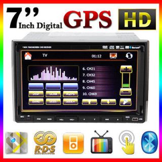 GPS Navigation With Map IPod Bluetooth Radio Double Din 7 Car Stereo 