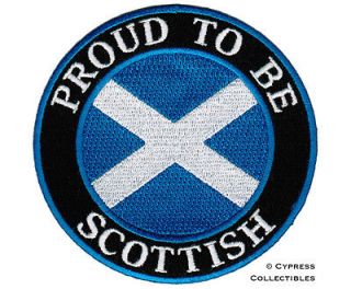 PROUD TO BE SCOTTISH embroidered iron on PATCH SCOTLAND FLAG ALBA 