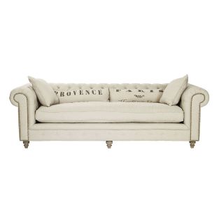 Alaine French Country Provence Chesterfield Nail Head Sofa