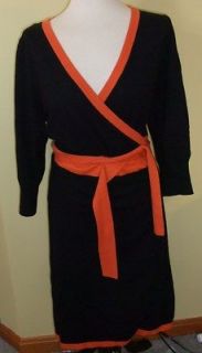 NWT Anna Scholz Black Orange colorblock sweater dress UK 18 US 14W