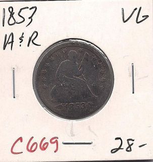   Seated Liberty Quarter Dollar with Arrows and Rays Very Good C669