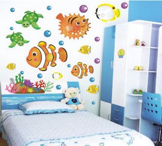 Cute Sea Fishes Life Home Kids Wall Window Room Decor Stickers decals 