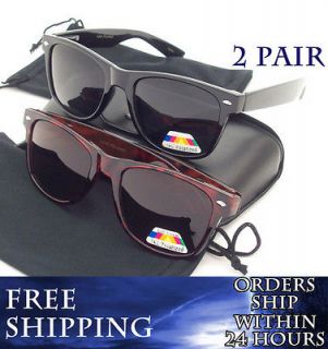 WAYFARER Sunglasses 2 PAIR Black & Tort POLARIZED New Vintage Classic 