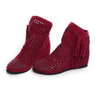 Womens cut outs Boots Spring or Summer short Boots,Tassel breathable 