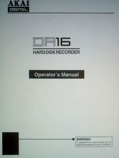 akai dr16 hard disc recorder operator s manual bound en