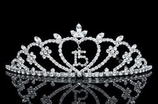 Pageant Quinceanera 15 Birthday Party Rhinestones Crystal Crown Tiara 