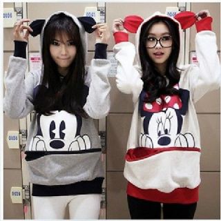 NEW Japan womens girls vivi mickey mouse ear hoodie zip up sweatshirt 