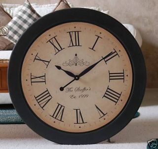Large 24 Wall Clock Big Personalized Antique Gallery Roman Rustic 