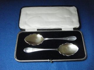 sterling silver gilt James Dixon jam serving spoons in a case 