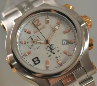 Mens Renato T Rex Chronograph Two Tone Steel Mother Of Pearl Swiss 