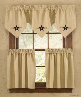 Park Designs Stars & Vine Lined 36 Country Lined Curtain Tiers 50% 