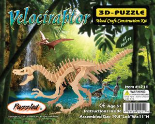 Velociraptor Dinosaur 3D Puzzle Wood Craft Construction Kit