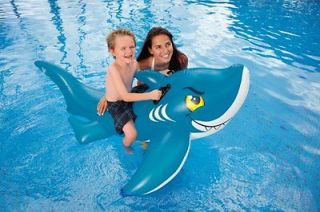 INTEX Giant Friendly Shark Inflatable Swimming Pool Ride On Raft 