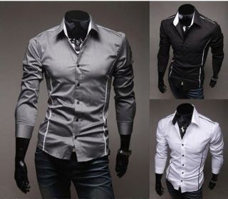New Designer Fashion Luxury Slim Fit Mens Shirts White,Black,Gr​ay 