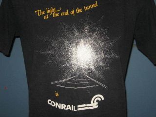 vintage 80s CONRAIL LIGHT AT END OF TUNNEL T Shirt SMALL/MEDIUM 