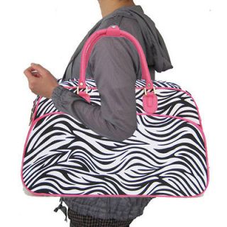 zebra gym duffle bag luggage carry on overnight pink