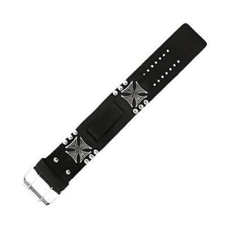 20mm Bikers Black wide Leather Watch Band Buckle Punk Rock Skaters 