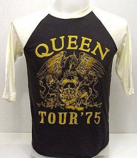 queen freddie 1975 tour vtg rock 3 4 jersey t shirt s