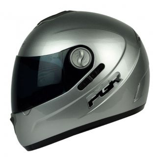 PGR DV100 Metallic Silver Dual Visor DOT APPROVED Motorcycle Helmet S 