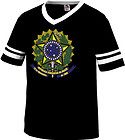 Federative Republic Of Brazil Coat Of Arms Mens V Neck Ringer T shirt 