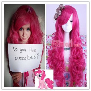 70cm long pink My Little Pony Pinkie pie wavyCosplay wig RW148+a free 