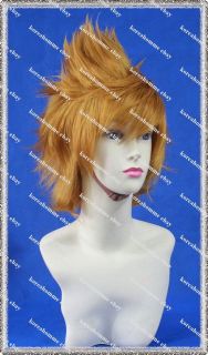 Kingdom Hearts II Roxas Cosplay Wig 30cm Golden Brown Flaxen Flip Out 