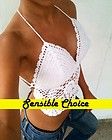 Sexy Club Beach Yoga Belly Dance Party Backless CROCHET Tankini Top S 