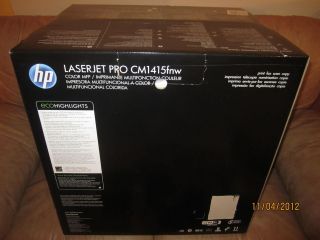 New HP LaserJet Pro CM1415FNW All In One Laser Printer