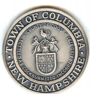 c4064 columbia n h sterling 148 town medal 200th anniversary