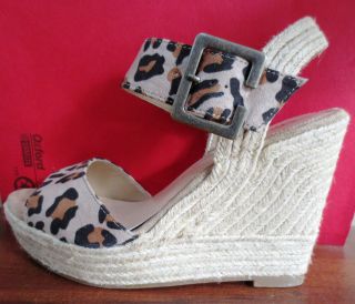 Womens UK French Connection SONJA Cheetah Platform Wedge Sandals Sz 6 