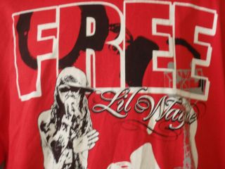 RARE Free Lil Wayne Dept. of Corrections Red T Shirt Lights Out 500 