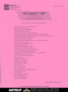 1971 chevrolet barth 28 motorhome rv brochure 
