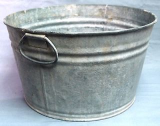Vintage Antique Old Galvanized Steel 4 Gallon Wash Tub Scrub Bucket