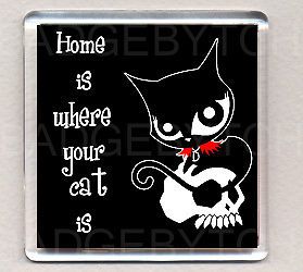 ruby gloom home is where your cat is fridge magnet