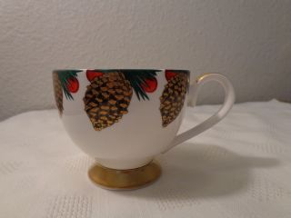 FITZ & FLOYD CHINA HOLIDAY PINE FOOTED CUP ONLY NEW CONDITON