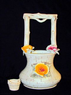 Antique TIPO Capodimonte Well and Water Bucket Centerpiece