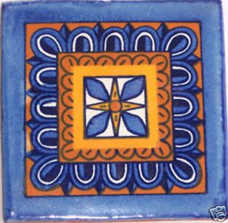12 mexican ceramic 4x4 inch clay folk art tile c122