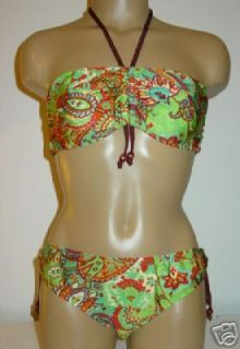 Lisa Curran Urban Outfitters green paisley bikini set L NWOT