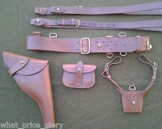 Complete British Sam Browne Belt and Webley Leather Holster Set