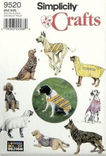 Sewing Pattern Simplicity 9520 Large Big Dog Clothes Safety Sports 