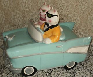  CLAY ART CRUISIN CATS COOKIE JAR~HAND PAINTED SOUTH SAN FRANCISCO