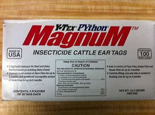 TEX PYTHON MAGNUM INSECTICIDE CATTLE EAR TAGS FLY CONTROL FLY TAGS 