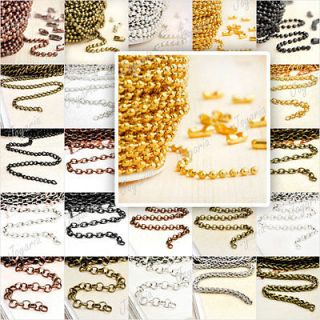 Ball Curb Cable Rollo DIY Unfinished link Chains Fit bracelet necklace 