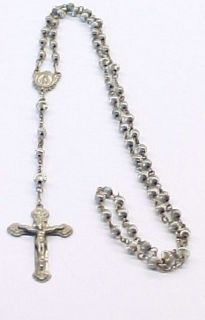 Vintage / Antique Sterling Silver Beaded Rosary ~ 17 / Drop 6