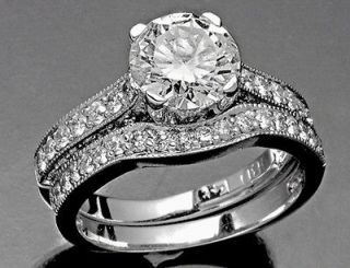27 tcw natural round cut engagement ring set diamond