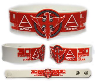 30 SECONDS TO MARS Rubber Bracelet Wristband Hurricane White/Red