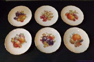 CM46 SCHUMANN ARZBERG GERMANY SET OF 6 FRUIT AND NUT PLATES GOLD TRIM 