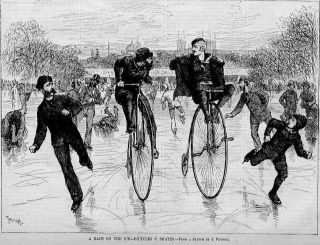 high wheel bicycles skating race on ice 1881 high wheel
