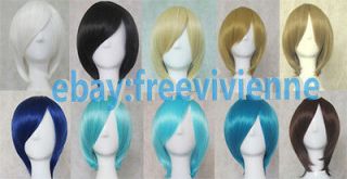 Anime short Hair Heat Resistant Straight 35cm Cosplay Wig 20 Color 