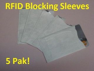 5x rfid credit card or id card blocking sleeves from